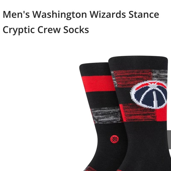 STANCE MEN’S WASHINGTON WIZARDS CRYPTIC CREW NBA SOCKS SIZE LARGE IN BLACK NWT - Picture 4 of 6